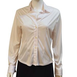 Giorgio Fiorlini M White Collared Elegant Tapered Blouse